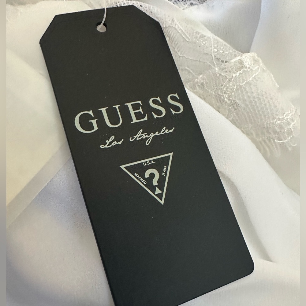 NWT! Guess Preppy Collard White Pleated Sleeveless Shirt Dress w/ Lace in Medium - Picture 14 of 14